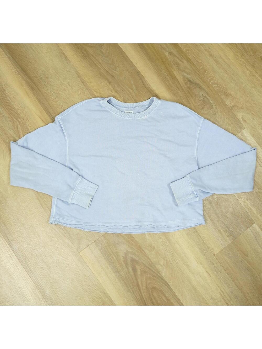 Cotton On Light Blue‎ Cropped Sweatshirt with Raw Hem XS - Monochrome, Casual
